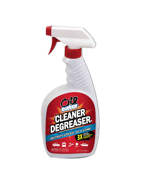 White spray bottle of Oil Eater Cleaner Degreaser with red label and red trigger, front product view