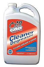 White one-gallon styled jug with an orange-red Oil Eater Cleaner Degreaser label and molded handle