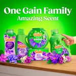 Assortment of Gain Moonlight Breeze products arranged on a surface with bold text "One Gain Family Amazing Scent"