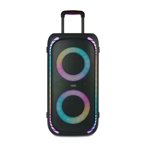 Onn Large Party Speaker Gen 2 with LED Lighting, IPX4 Water-Resistant, 4 Speakers, Black