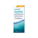 OraCoat XyliGel dry mouth & lip product box front showing branding, water graphic and citrus flavor banner