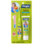 Packaged Orajel Naturals Ms. Rachel training toothbrush and toothpaste in green blister card, watermelon flavor