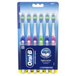 Packaged Oral-B Advanced Clean six toothbrushes displayed in blister pack with brand logo and feature panel