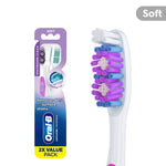 Oral‑B Advanced Whitening soft manual toothbrush pack art showing close-up brush head and packaging callouts