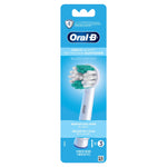 Tall product-pack front showing Oral-B DailyClean brush head artwork and branding on blue packaging with a '3 brush heads' icon.