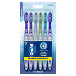 Packaged Oral-B Dual Clean toothbrushes in a clear blister pack showing six colored-handled brushes and brand label