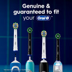 Graphic showing multiple Oral‑B brush heads on different electric toothbrush handles with compatibility claim.