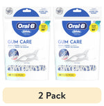 Two Oral‑B Glide Gum Care resealable pouches side by side showing product logo, floss pick image, and 60 floss picks label.