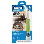 Boxed Oral‑B rechargeable kids toothbrush featuring Star Wars The Mandalorian artwork and Baby Yoda on front panel