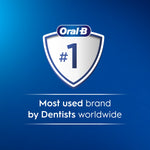 Oral‑B branded badge on blue background stating #1 most used brand by dentists worldwide
