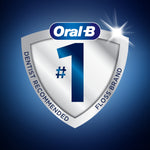 Shield badge graphic with the Oral‑B logo and a large '#1' proclaiming dentist recommended floss brand.