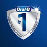Oral‑B #1 dentist recommended shield badge graphic on blue background with shining highlight