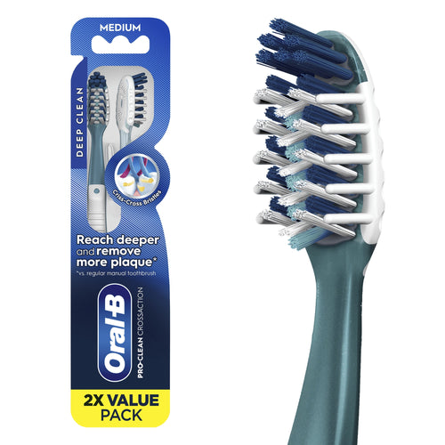 Packaged Oral-B Pro-Clean CrossAction manual toothbrush value pack with visible brush head