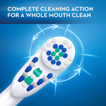 Close-up of an Oral-B round brush head showing bristle clusters and swirling motion graphics