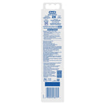 Back of retail packaging for an Oral-B kids toothbrush showing product information, instructions, and a barcode in blue text.