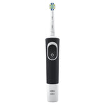 Oral‑B Vitality black electric toothbrush handle with round brush head shown upright on white background