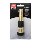Orbit branded retail card showing a 5" brass adjustable spray nozzle in packaging