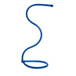 Blue flexible Orbit Cobra misting hose shaped in an S on a white background