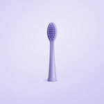 Ordo Sonic Kids replacement toothbrush head in solid lilac-purple shown upright on a soft purple background.