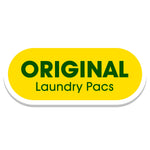 Yellow pill-shaped graphic reading ORIGINAL Laundry Pacs on a white background