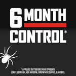 Black panel with large white text "6 Month Control" and a small white spider icon at the lower left.