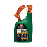 Rear view of green Ortho WeedClear bottle showing product instructions and orange sprayer