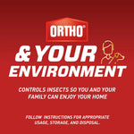 Red panel with ORTHO logo and text about controlling insects so you and your environment can enjoy your home