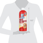 Product sizing graphic showing OUT! PetCare Advanced Urine Destroyer bottle with height and width measurements overlaid