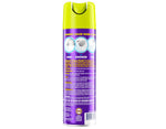Rear view of an OxiClean Foam-Tastic spray can showing product information and usage icons on purple label