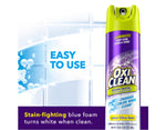 OxiClean Foam-Tastic spray can beside tiled background with text reading 'EASY TO USE' and feature callout