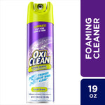 Single OxiClean Foam-Tastic aerosol can with purple label and lime-green cap on white background