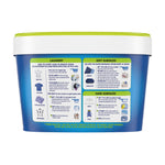 Rear view of OxiClean Free container showing usage instructions and icons for laundry, upholstery and hard surfaces.