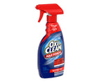 Angled front view of an OxiClean MaxForce spray bottle with red trigger and blue label on white background.