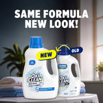 Promotional image comparing new and old OxiClean White Revive bottles with headline 'Same Formula New Look'