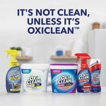 Lifestyle style banner featuring multiple OxiClean products on a laundry room counter with large tagline “It’s not clean, unless it’s Oxiclean.”