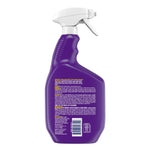 Rear view of a purple OxiClean spray bottle showing the product information panel and barcode on a white background