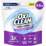 Front view of OxiClean Triple Action Odor Blasters resealable pouch with purple branding