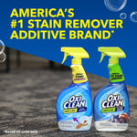 Promotional image of two OxiClean carpet stain remover bottles with bold text america's #1 stain remover additive brand