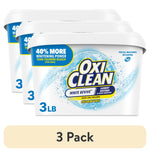 Three OxiClean White Revive tubs arranged in a staggered row showing brand logo and 3 LB label