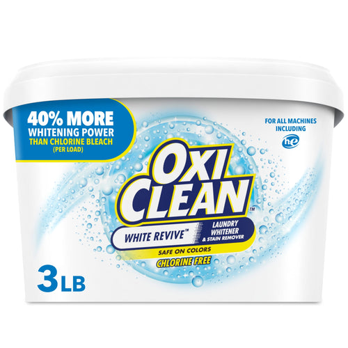 Single OxiClean White Revive plastic tub with blue logo and 3 LB printed on the front