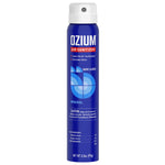 Tall blue Ozium air sanitizer aerosol can with white cap and original scent label on white background