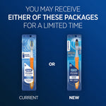 Graphic comparing two different blister package designs with text stating you may receive either package for a limited time.