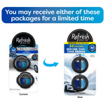 Graphic comparing two package designs with arrow and header noting customers may receive either package for a limited time