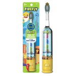 Packaged and unpackaged Firefly Baby Shark Sea N' Sound kids toothbrushes shown side by side on white background