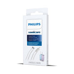 Packaged Philips Sonicare compact flosser replacement nozzles in retail box showing brand logo and illustrations of the two nozzle types.