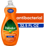 Palmolive antibacterial orange dish soap bottle with label reading 32.5 FL OZ and antibacterial callout