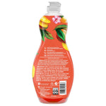 Rear view of Palmolive Mango Bliss bottle showing ingredient and warning text on the label