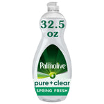 Clear Palmolive pure+clear Spring Fresh dish soap bottle with prominent 32.5 oz text on white background
