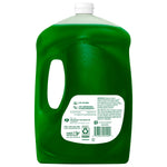 Rear view of a green Palmolive refill jug showing handle and back label with ingredient and barcode panels