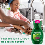 Lifestyle scene of a child washing at a sink with a Palmolive Ultra Strength bottle visible in the foreground